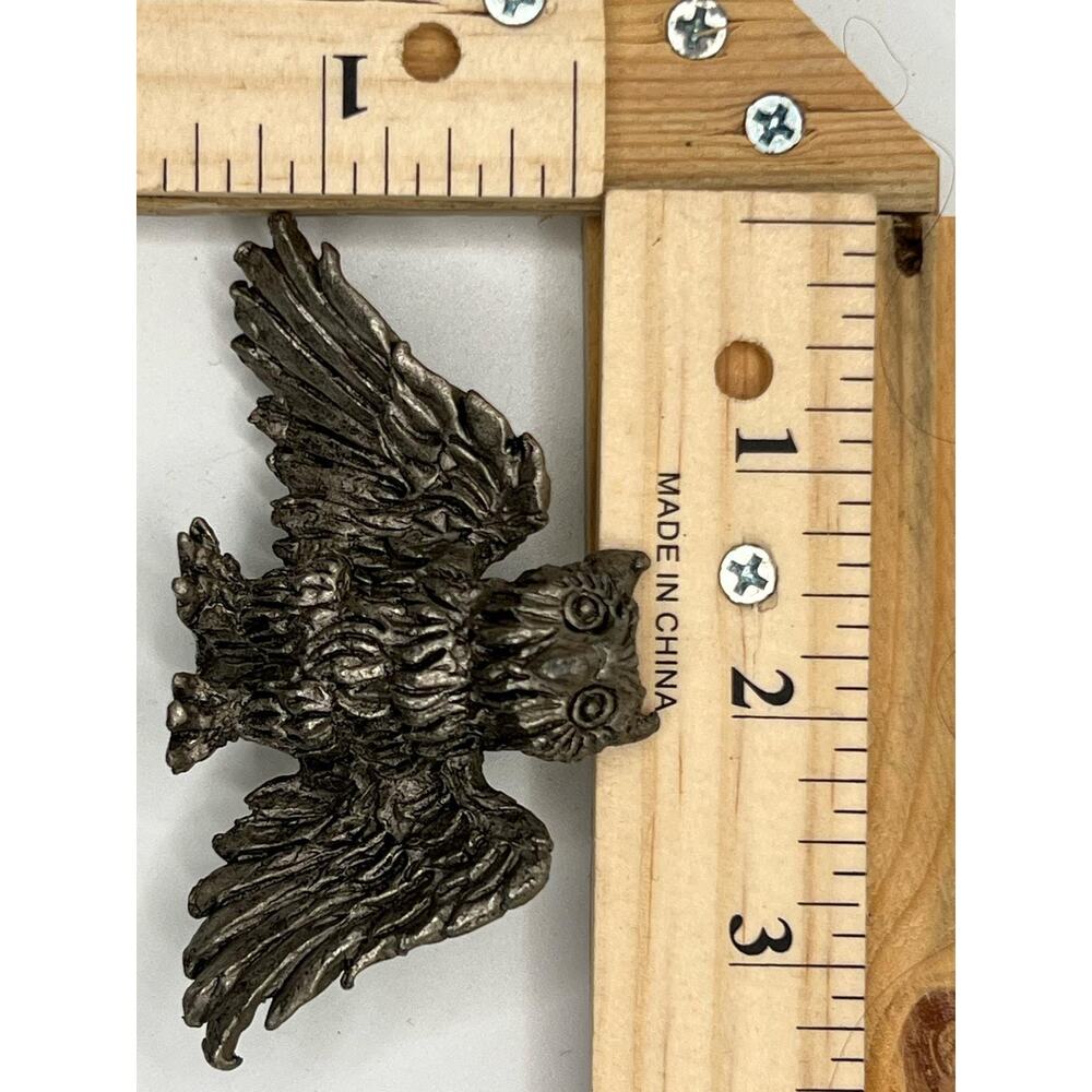Vintage Pewter Owl Figurine Handcrafted Flying Owl Sculpture Collectible Gift